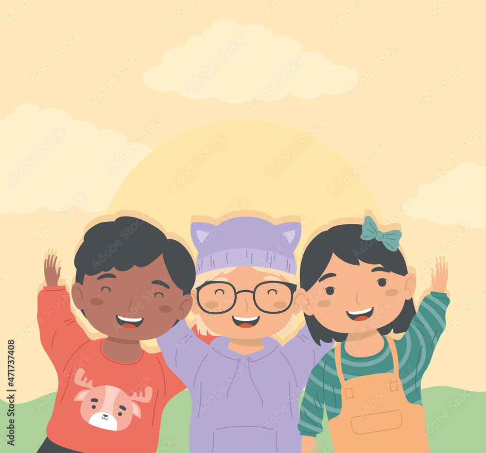 interracial happy kids