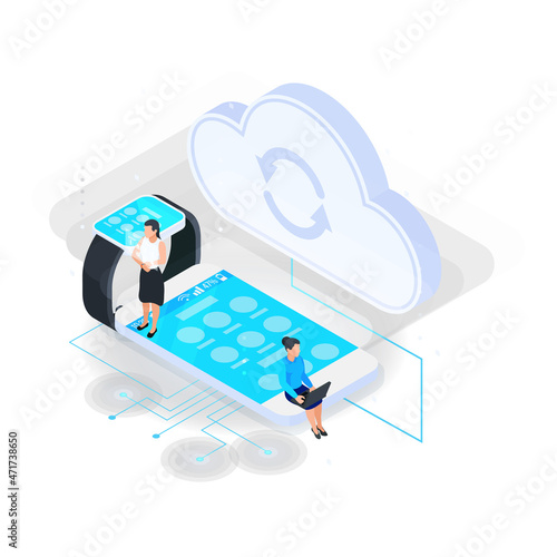 Cloud Gadgets Isometric Composition