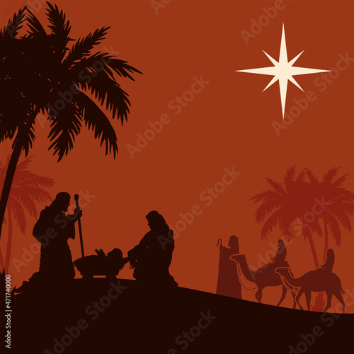 holy family manger silhouettes