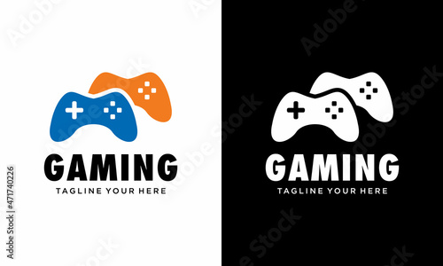 Gaming Logo Design Template. Stick Game Icon Logo. on a black and white background.