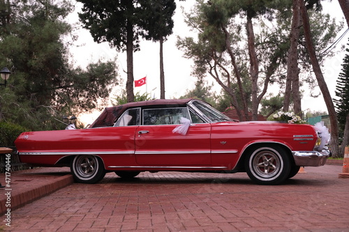 red car on the street