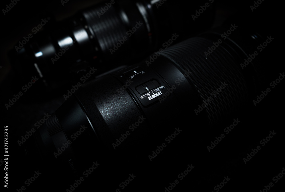 A creative view on olympus lenses from above, copy space A creative view on olympus lenses from above, copy space
