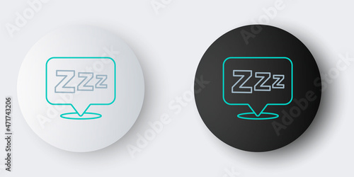 Line Sleepy icon isolated on grey background. Sleepy zzz black talk bubble. Colorful outline concept. Vector