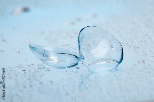 contact lenses with droplets around close up view  - Image