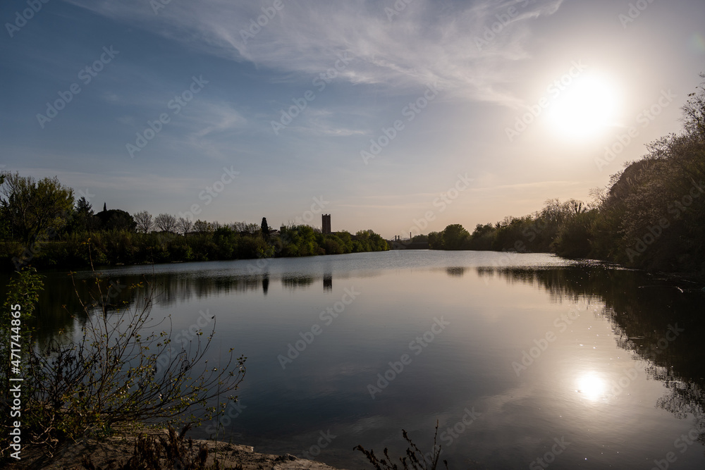 sunset over the river