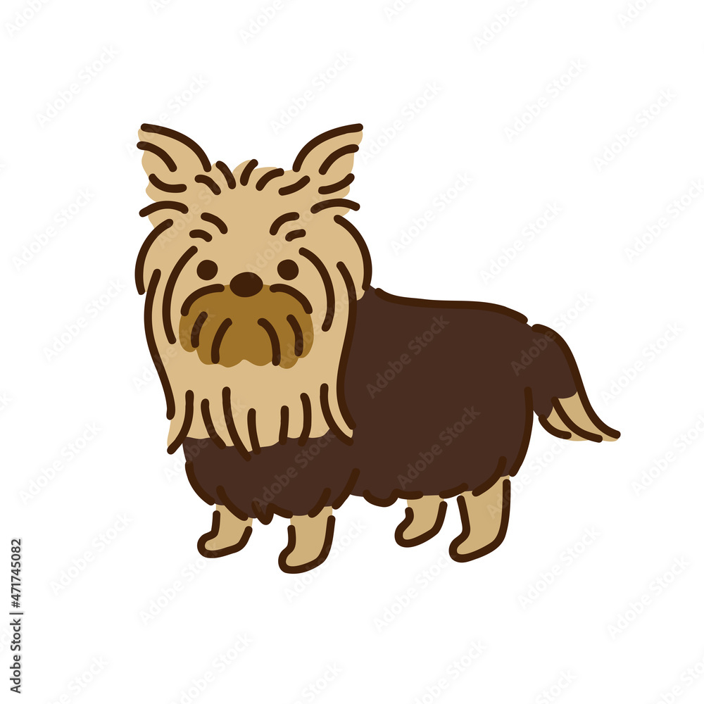 ヨークシャーテリア シンプルでかわいい犬のイラスト/Yorkshire terrier simple and cute dog illustration ヨークシャーテリア シンプルでかわいい犬のイラスト/Yorkshire terrier simple and cute dog illustration