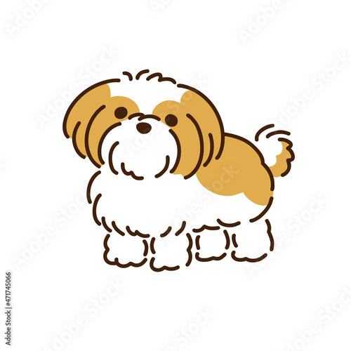 シーズー　シンプルでかわいい犬のイラスト／Shih Tzu simple and cute dog illustration