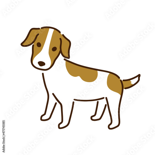 ジャックラッセル　シンプルでかわいい犬のイラスト／Jack Russell Simple and cute dog illustration