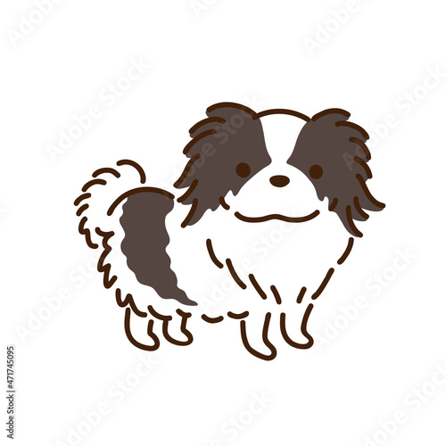 狆　チン　シンプルでかわいい犬のイラスト／"Japanese Chin", a dog breed native to Japan, a simple and cute dog illustration