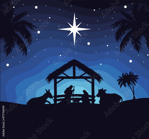 nativity christmas night scene