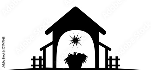 Holy night of birth of child jesus christ silhouette scene from religion christianity nativity scene. Biblical Religious History of Catholics. Cut for scrapbooking and print. Vector illustration.
