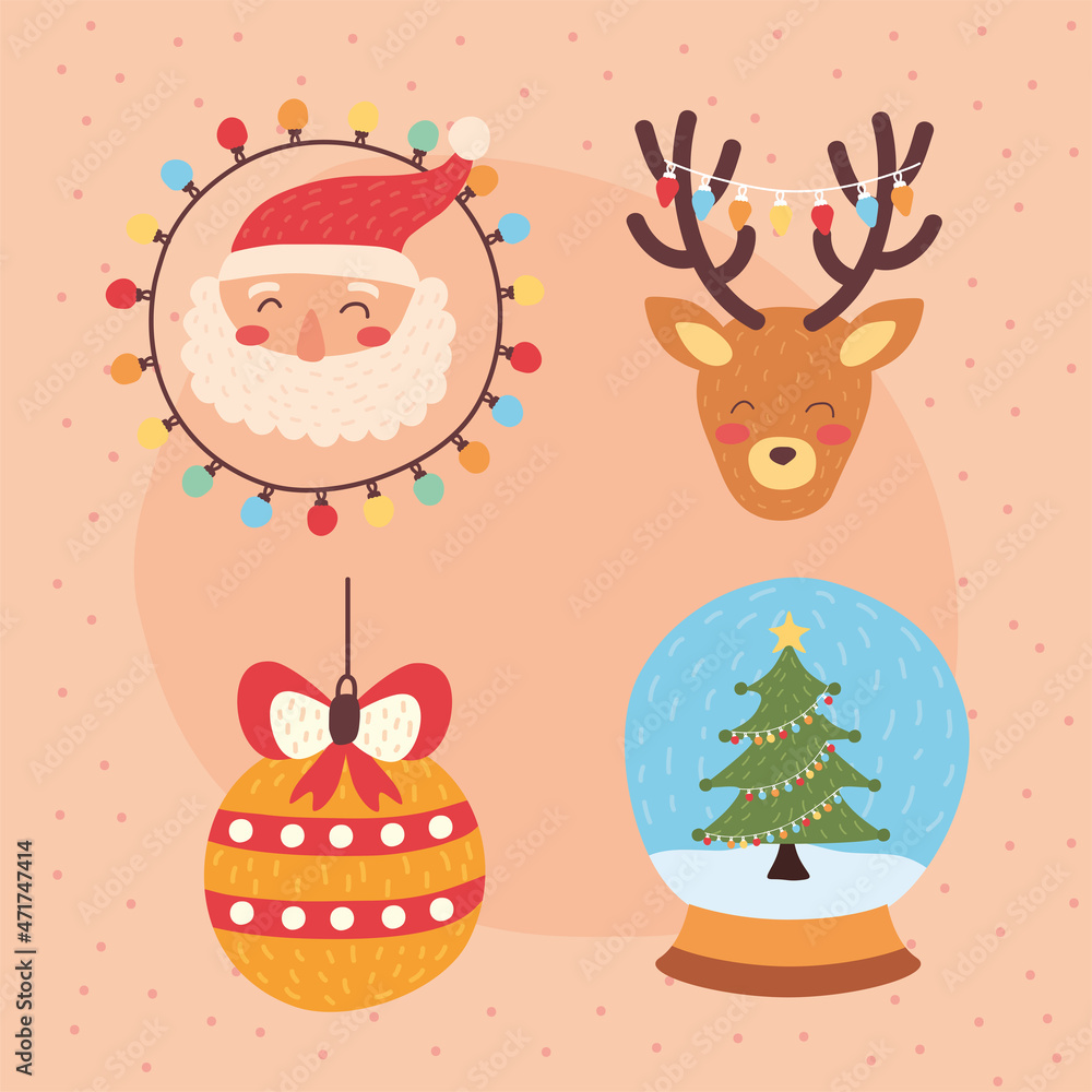 Naklejka premium christmas celebration four icons