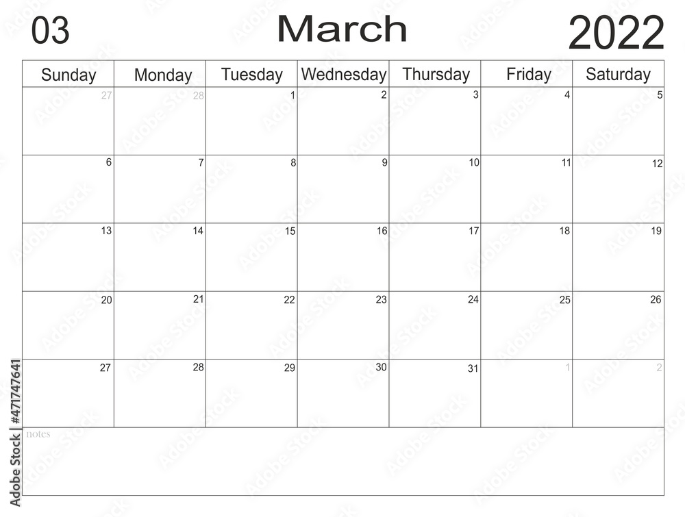 Planner March 2022. Empty cells of planner. Monthly organizer. Calendar 2022 Planner March 2022. Empty cells of planner. Monthly organizer. Calendar 2022