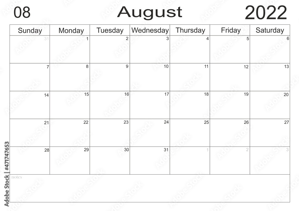 Planner August 2022. Empty cells of planner. Monthly organizer. Calendar 2022 Planner August 2022. Empty cells of planner. Monthly organizer. Calendar 2022