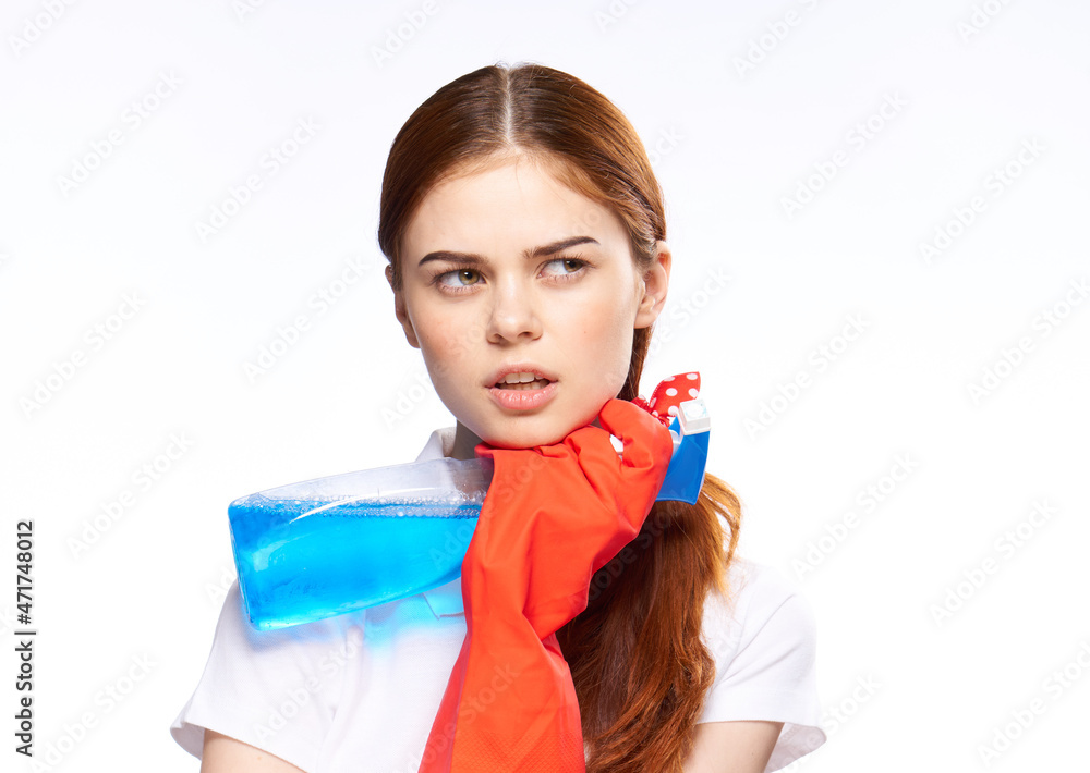 cleaning lady wearing rubber gloves detergents housework cleaning lady wearing rubber gloves detergents housework