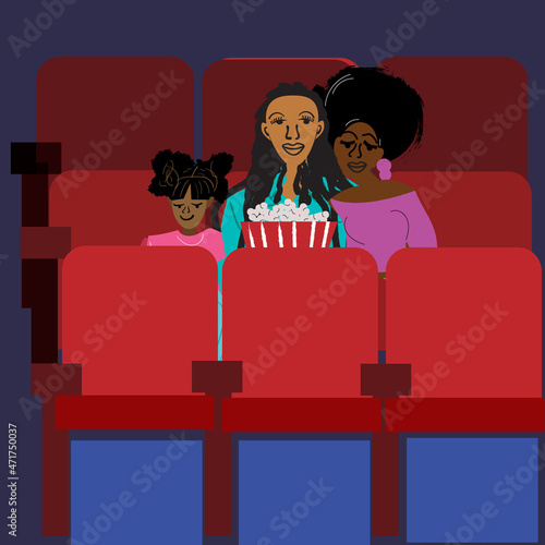 Family at the movie theater