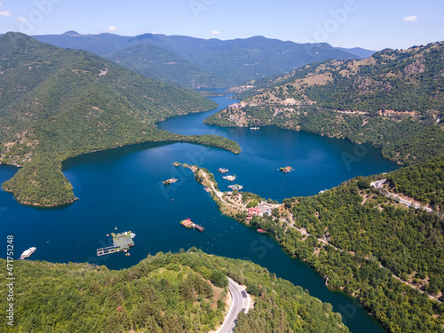 Aerial view of The Vacha (Antonivanovtsi) Reservoir, Bulgaria