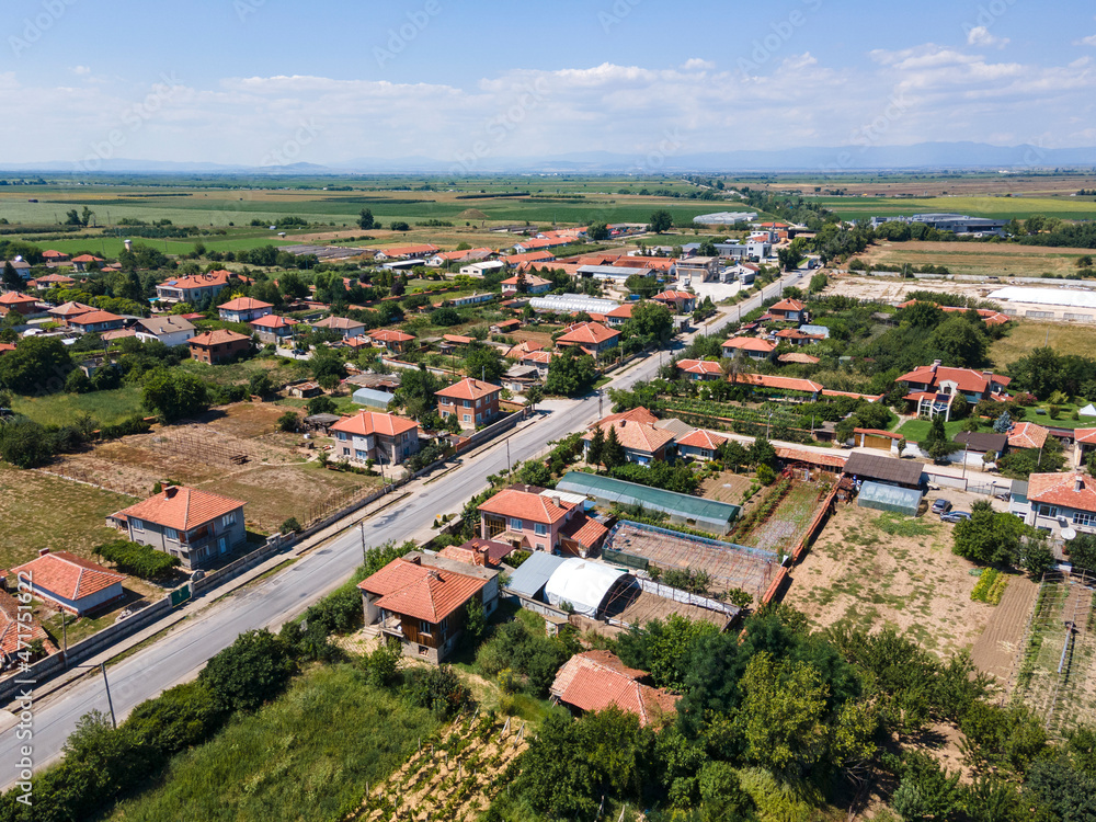 Aerial view of village of Tsalapitsa, Bulgaria