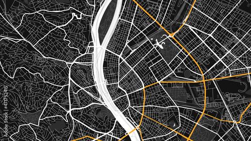 Photography digital vector map city of Budapest