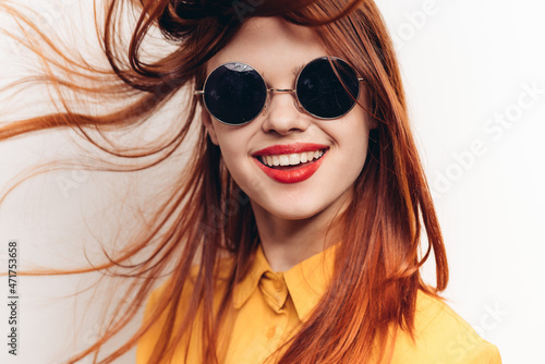 glamorous woman in sunglasses red hair close-ups © VICHIZH