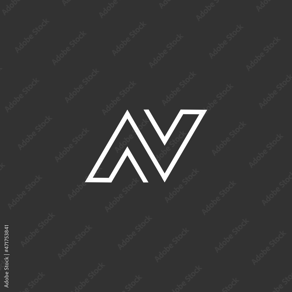 Vector graphic creative line alphabet symbol Letter AV Vector graphic creative line alphabet symbol Letter AV