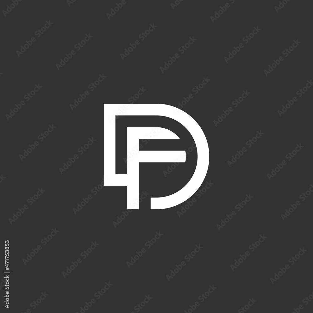 Vector graphic creative line alphabet symbol Letter FD Vector graphic creative line alphabet symbol Letter FD