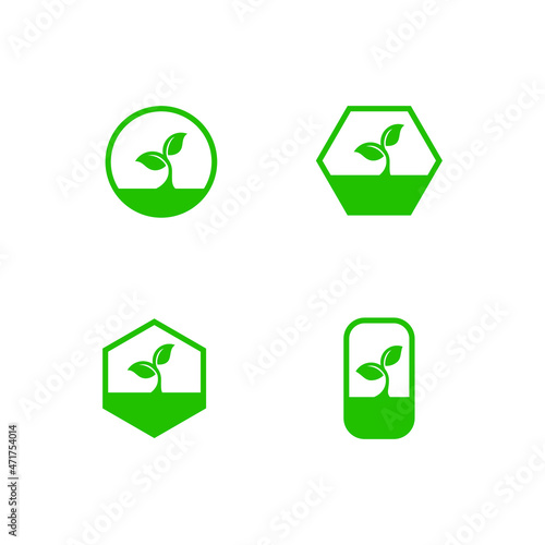 A set of green leaf vector illustrations for icons, symbols or logos. leaf vector.plant logo