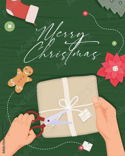 hands opening christmas gift