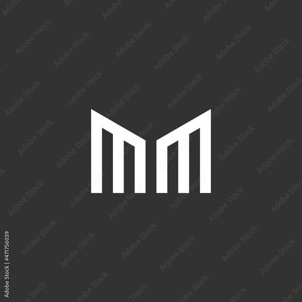 Vector graphic creative line alphabet symbol Letter MM Vector graphic creative line alphabet symbol Letter MM