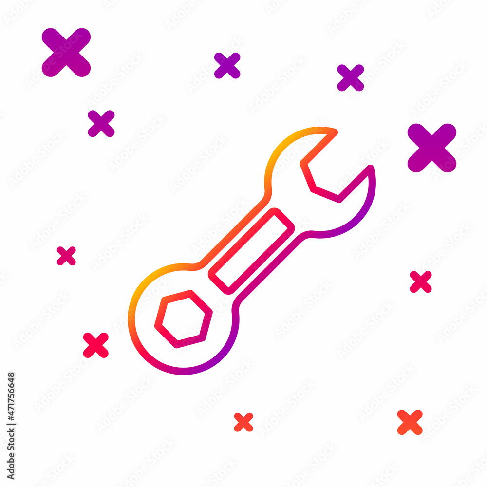 Color line Wrench spanner icon isolated on white background. Gradient random dynamic shapes. Vector Color line Wrench spanner icon isolated on white background. Gradient random dynamic shapes. Vector