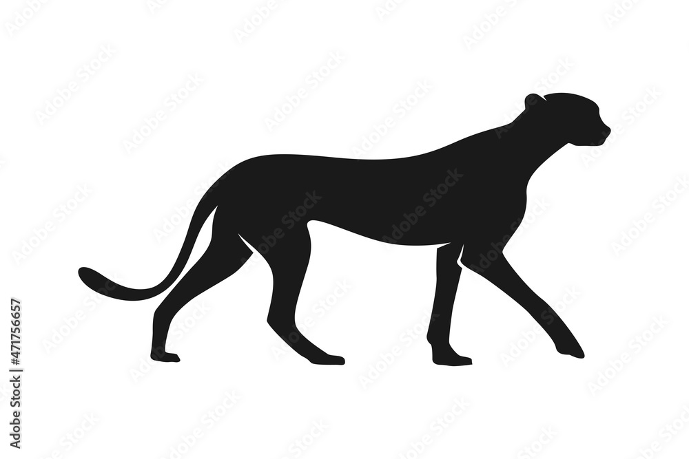 Fototapeta premium Silhouette of Jaguar Leopard Puma Lion Panther Cheetah Tiger logo design 