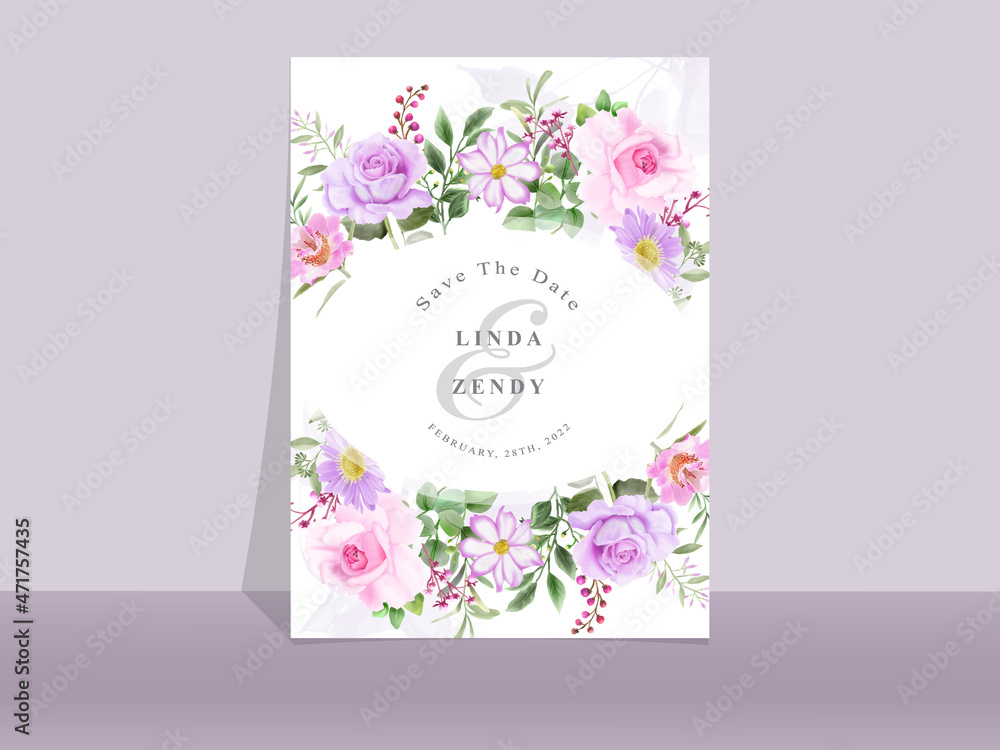 Beautiful pink and purple rose wedding invitation template Beautiful pink and purple rose wedding invitation template