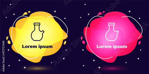 Set line Test tube and flask chemical laboratory test icon isolated on blue background. Laboratory glassware sign. Abstract banner with liquid shapes. Vector