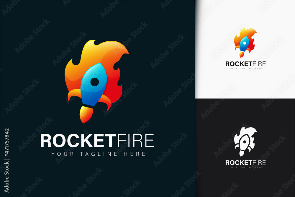Fototapeta premium Rocket fire logo design with gradient