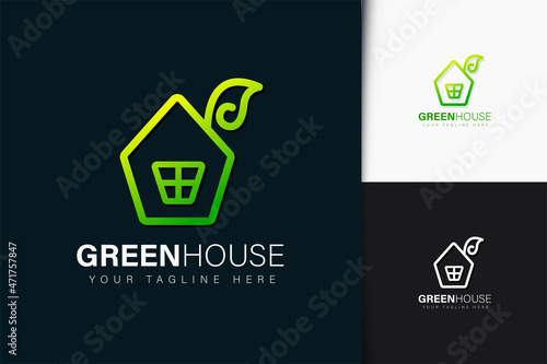 Green house logo design with gradient
