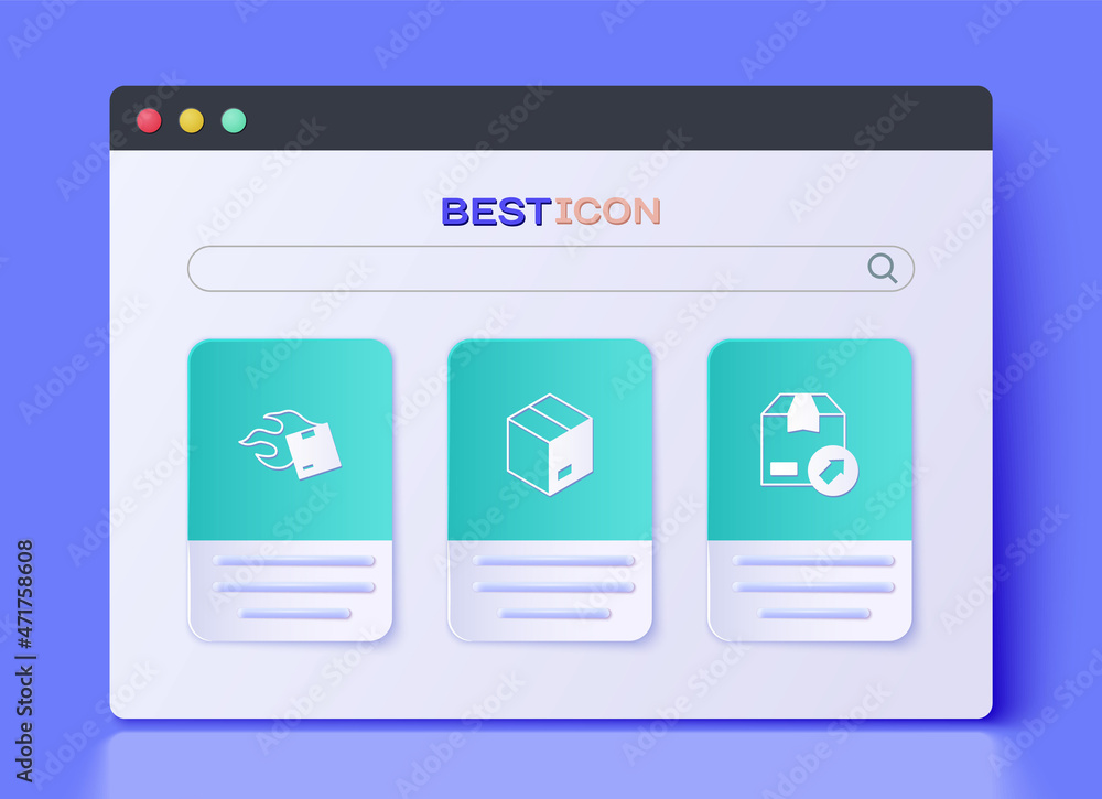 Set Carton cardboard box, and icon. Vector Set Carton cardboard box, and icon. Vector