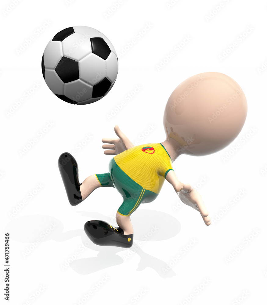 3d Cameroon player and a soccer ball 3d Cameroon player and a soccer ball