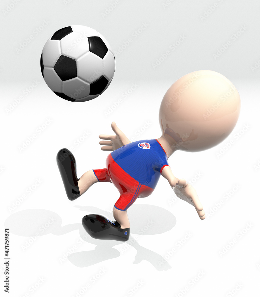3d Croatia player and a soccer ball 