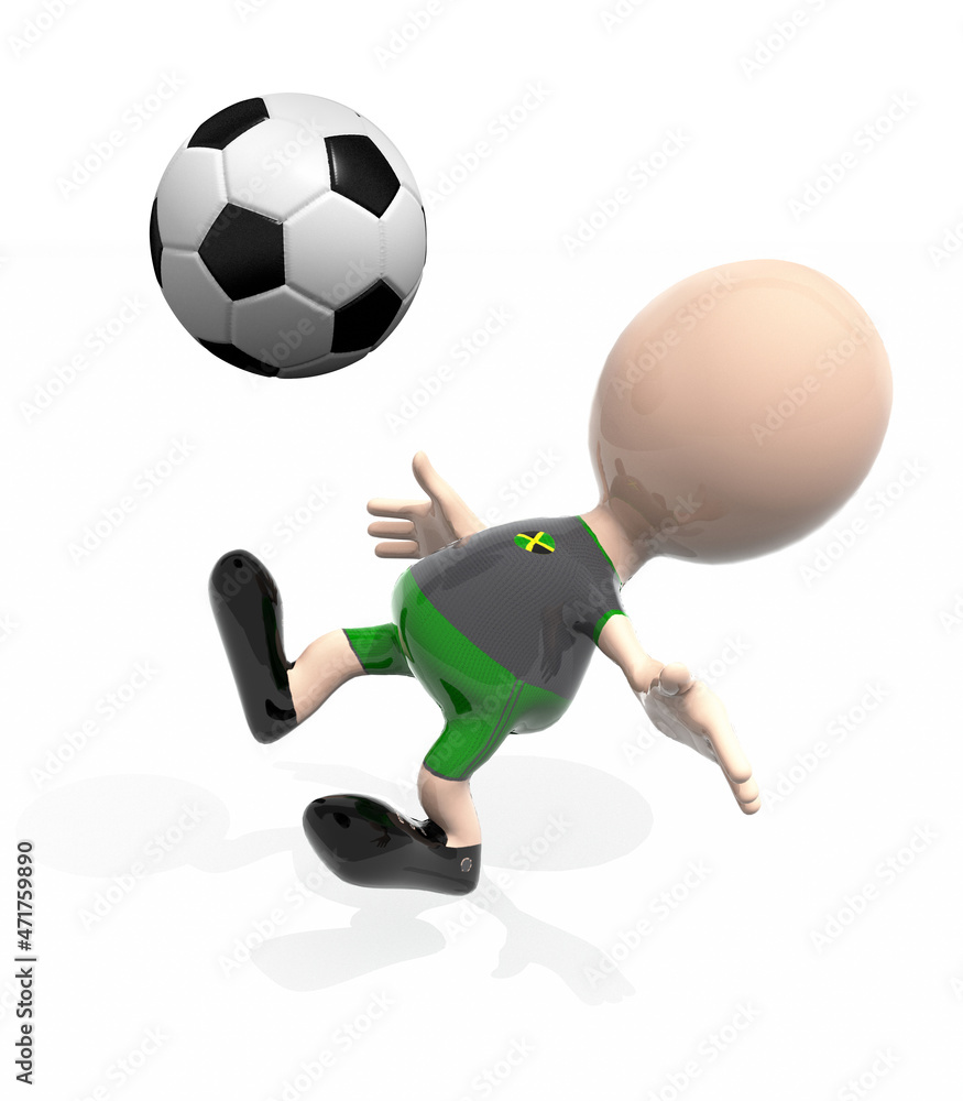3d jamaica player and a soccer ball 3d jamaica player and a soccer ball
