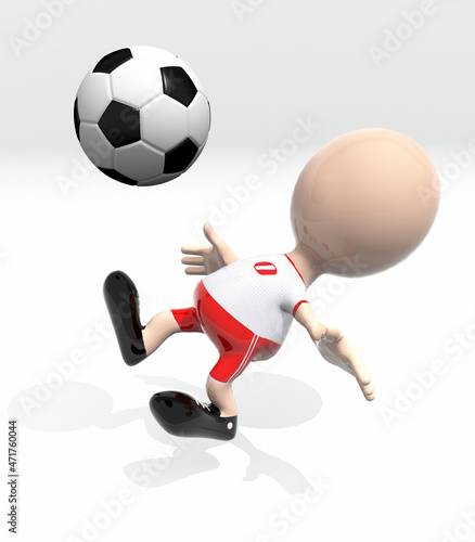 3d Peru player and a soccer ball 