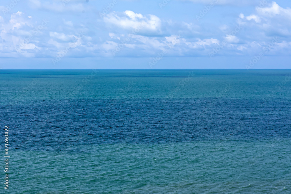 Beautiful shades of blue reflect the Caribbean Sea.