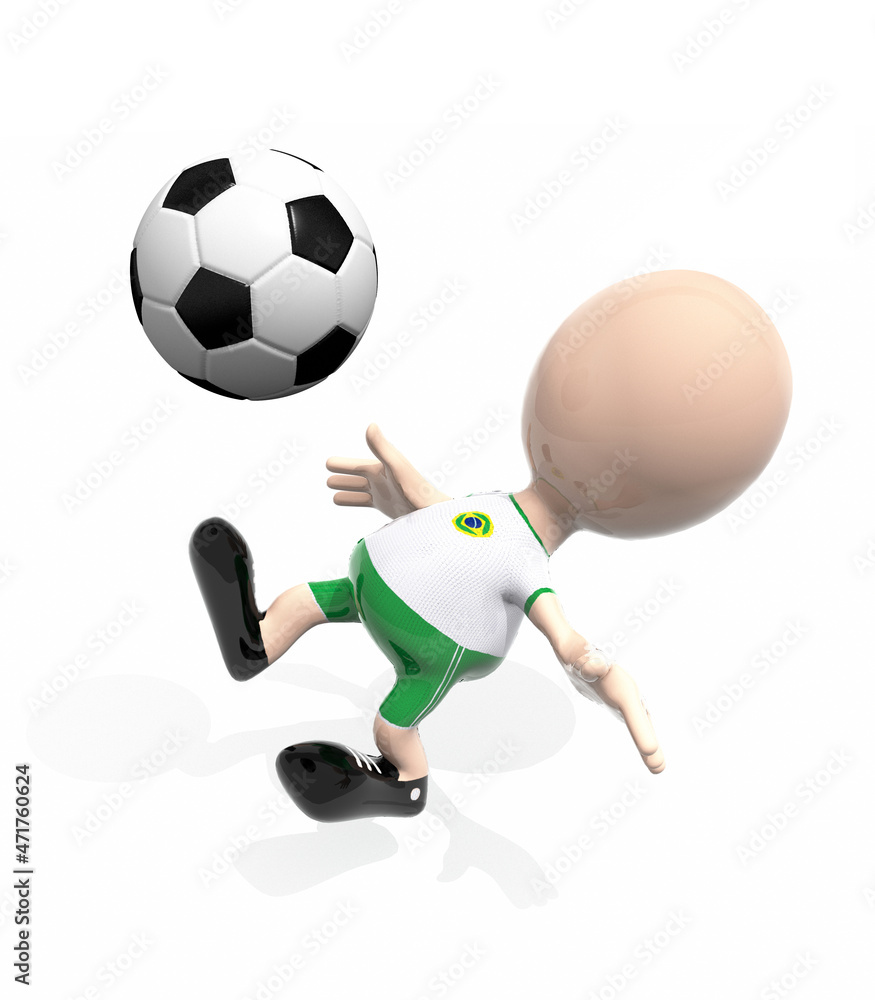 3d Brasil player and a soccer ball 