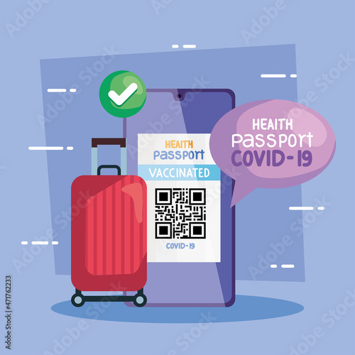 covid19 health passport and suitcase