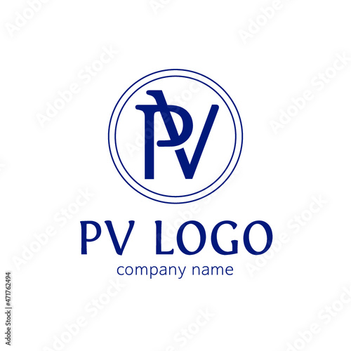 Modern Flat Simple style Logo with Alphabet P and V
