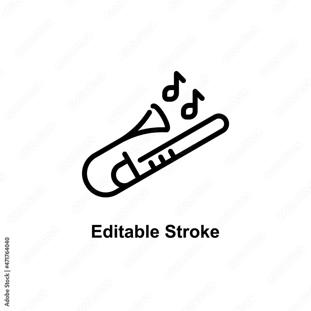 Naklejka premium trombone icon designed in outline style in musical instrument icon theme