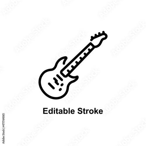 bass guitar icon designed in outline style in musical instrument icon theme
