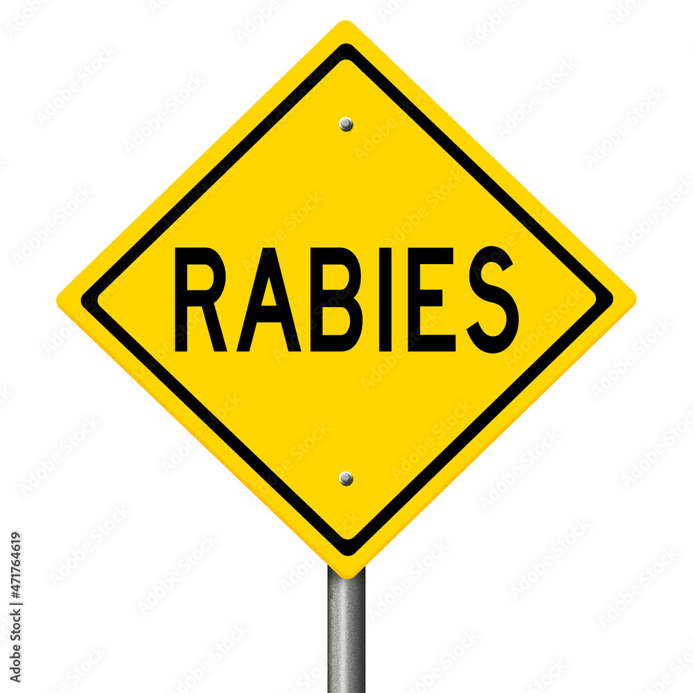 Rendered yellow highway sign with a disease warning Rendered yellow highway sign with a disease warning