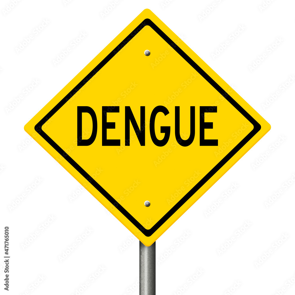 Rendering of yellow highway sign warning of dengue fever Rendering of yellow highway sign warning of dengue fever
