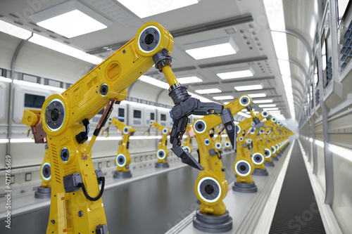 robot assembly line in  factory