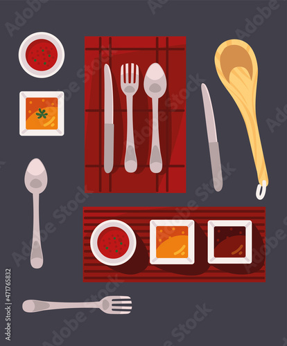 sauces and cutlery